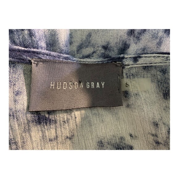Hudson Gray Short Sleeve Drop Waist Tiered Dress Ruffle Hem Blue Tie Dye Small - Picture 10 of 16